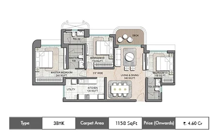 3 BHK 1158 SqFt