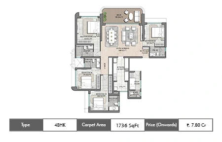 4 BHK 1736 SqFt